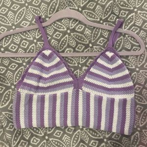 h&m purple and white knit tank